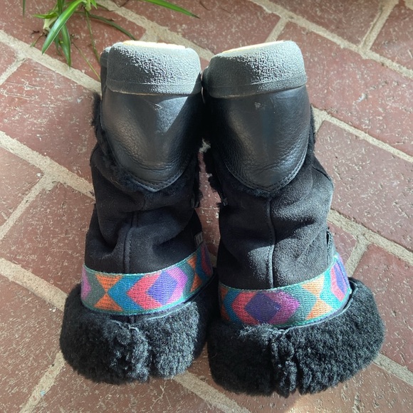 Tecnica Leather and Suede Shearling Tribal Print Mid Calf Boots - Picture 7 of 13